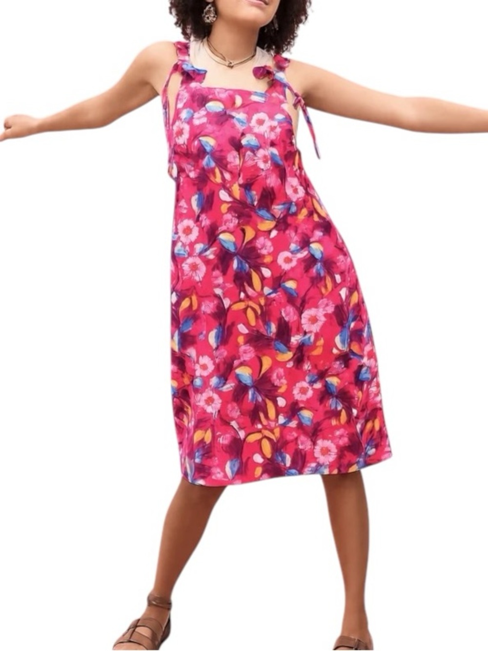 Lucy & Yak Freyja Pink Colorful Pinafore Dress